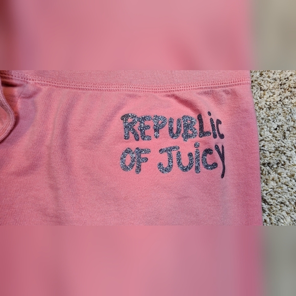 Juicy Couture Rare 2 piece track suit hoodie pants Lg Republic of Juicy glitter - Picture 5 of 15